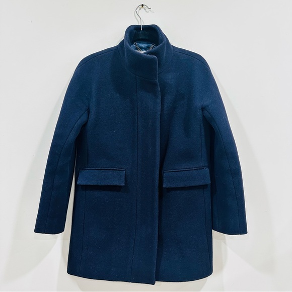 Crew Nello Gori Stadium Cloth Cocoon Coat Dark Blue Women Wool Blend Size 2 - Picture 3 of 10
